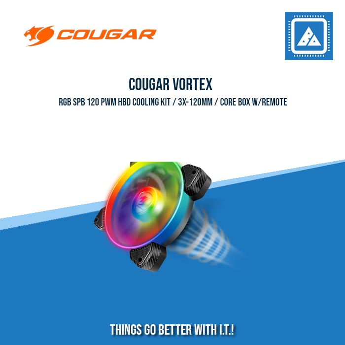 COUGAR VORTEX RGB SPB 120 PWM HBD COOLING KIT / 3X-120MM / CORE BOX W/REMOTE COUGAR VORTEX RGB SPB 120 PWM HBD COOLING KIT / 3X-120MM / CORE BOX W/REMOTE